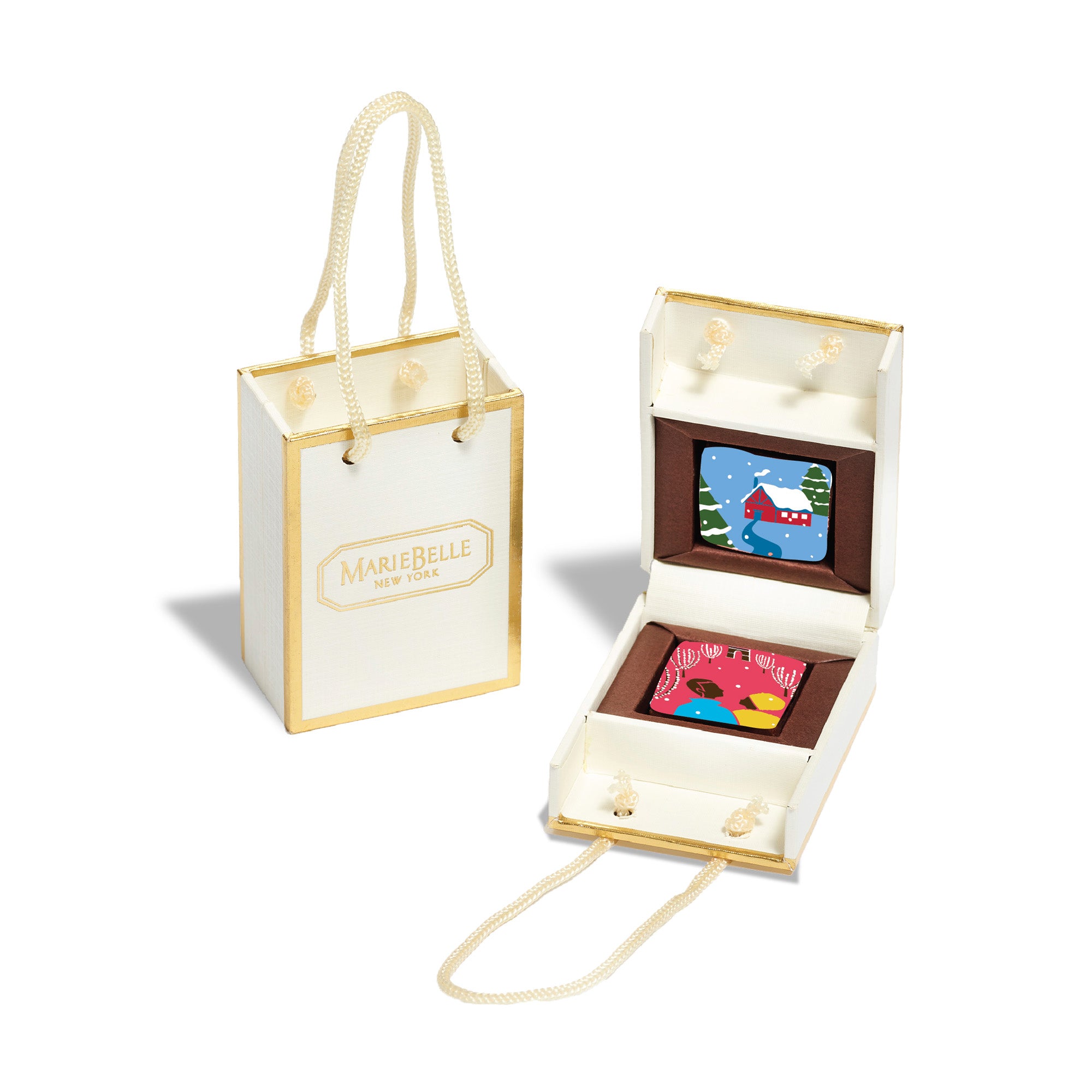 2pc Chocolate Ganache in Gold Tote Box (Christmas Edition)