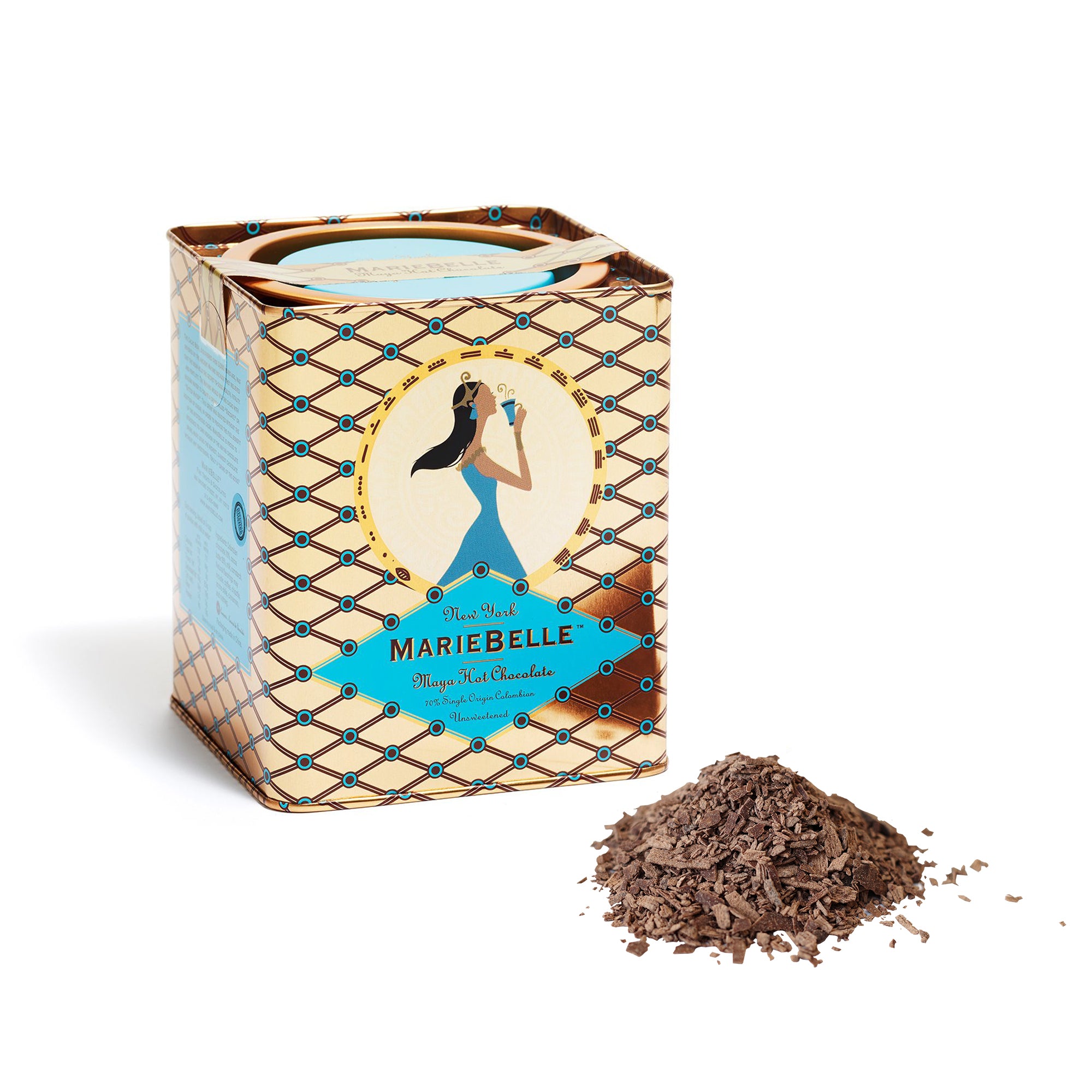 Mariebelle 16oz Maya no sugar hot chocolate in tin box