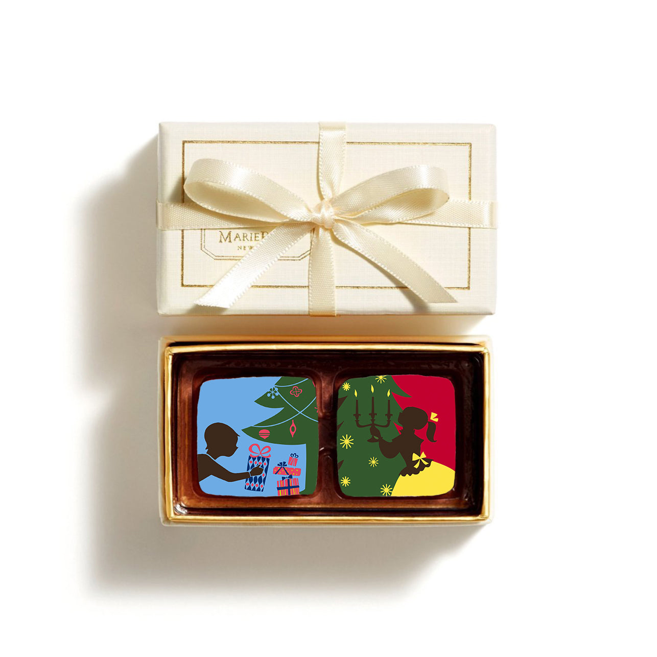 2pc Christmas Ganache Creme/Gold Box